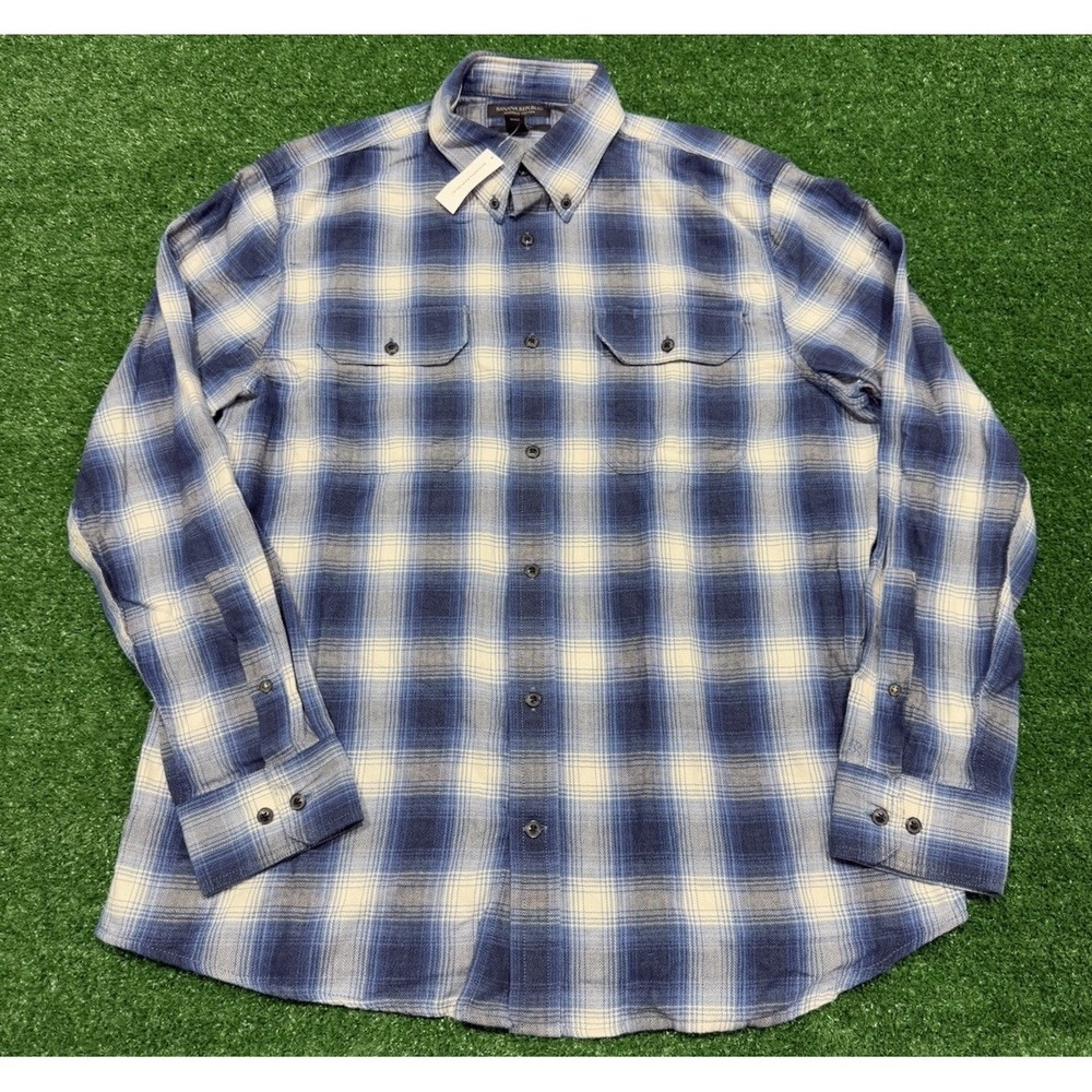 NWT Banana Republic Men's Standard Fit Organic Cotton Flannel Plaid Shirt L $90